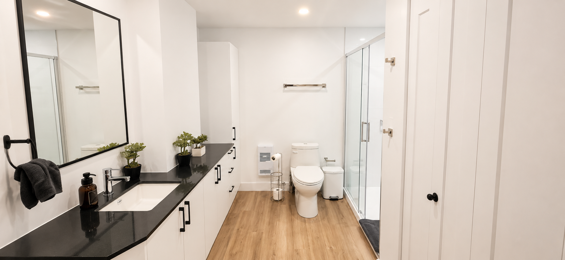 Bathroom with shower and hot water
