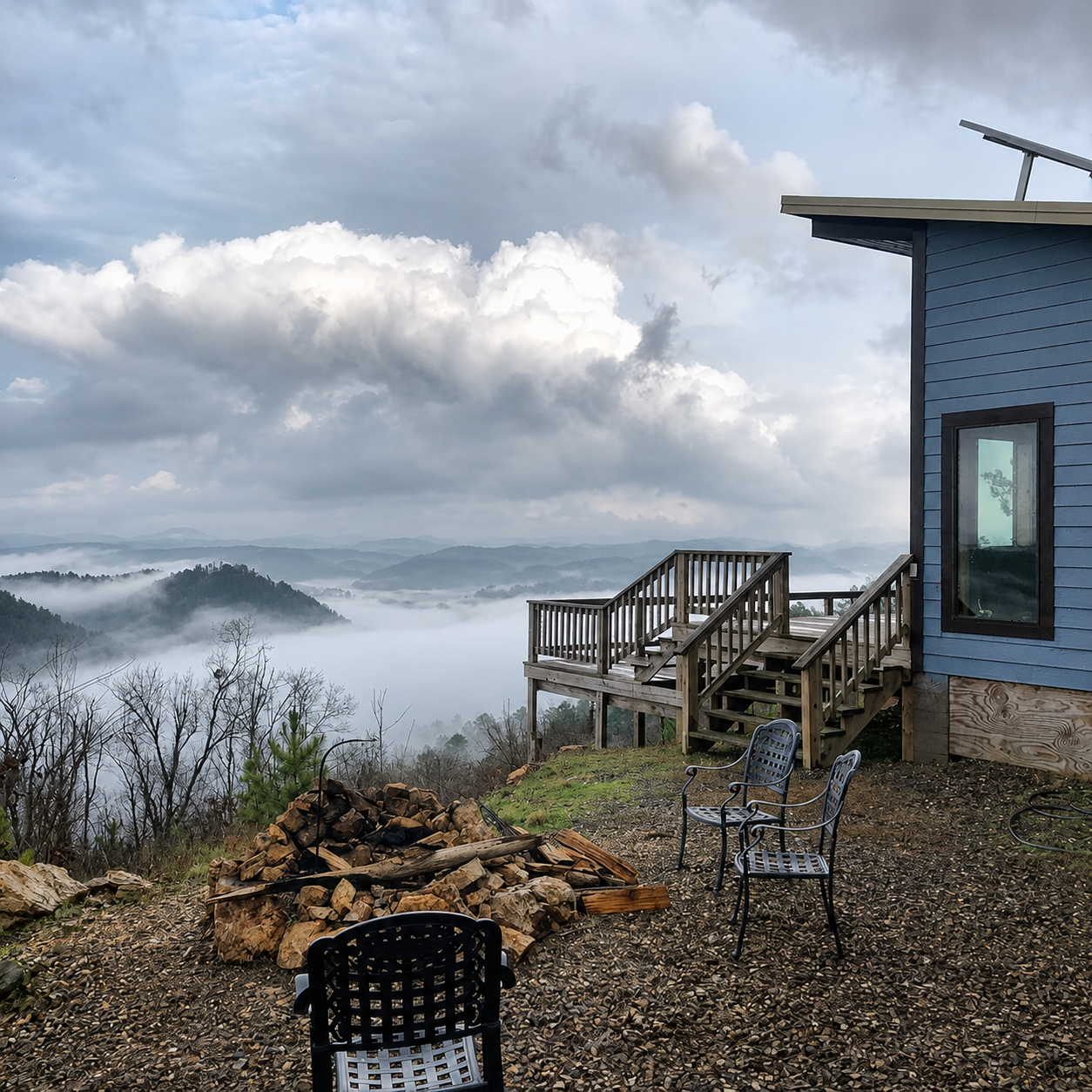 Beautiful view of fog rolling over the lake! It truly feels like you're floating