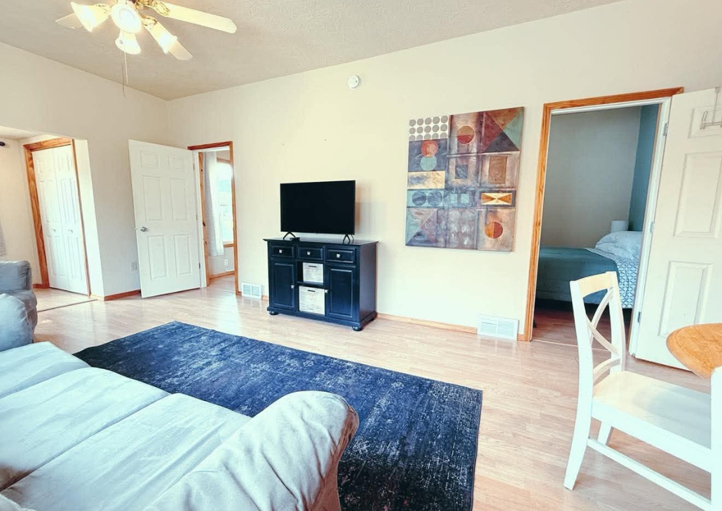 View of living room into the bedrooms.