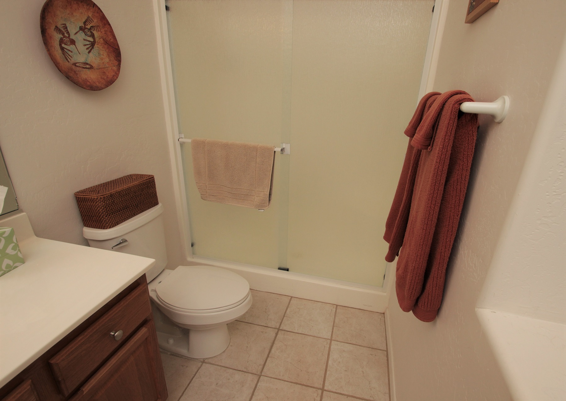 Tub shower combo in the guest bath