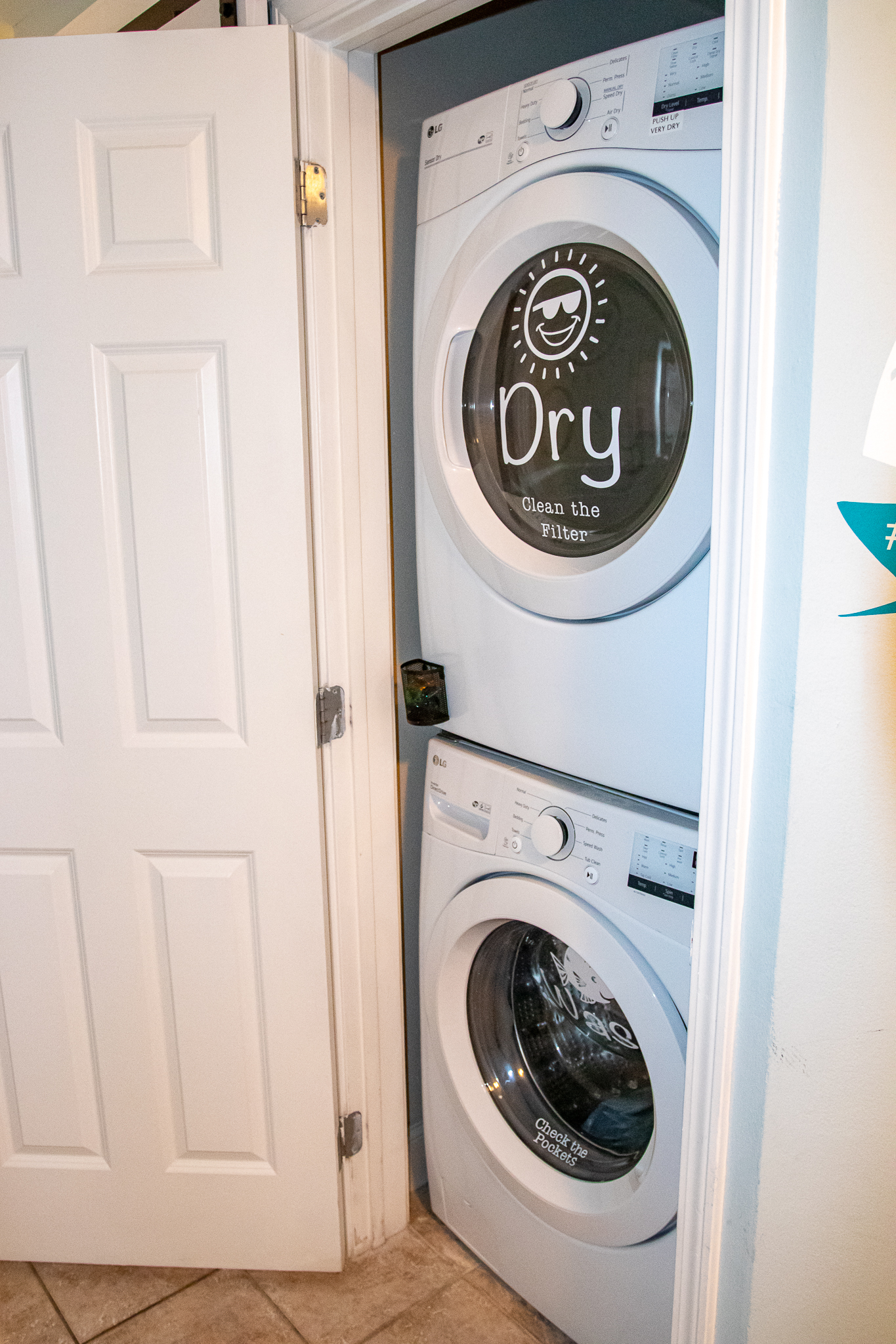 private washer and dryer located inside the condo