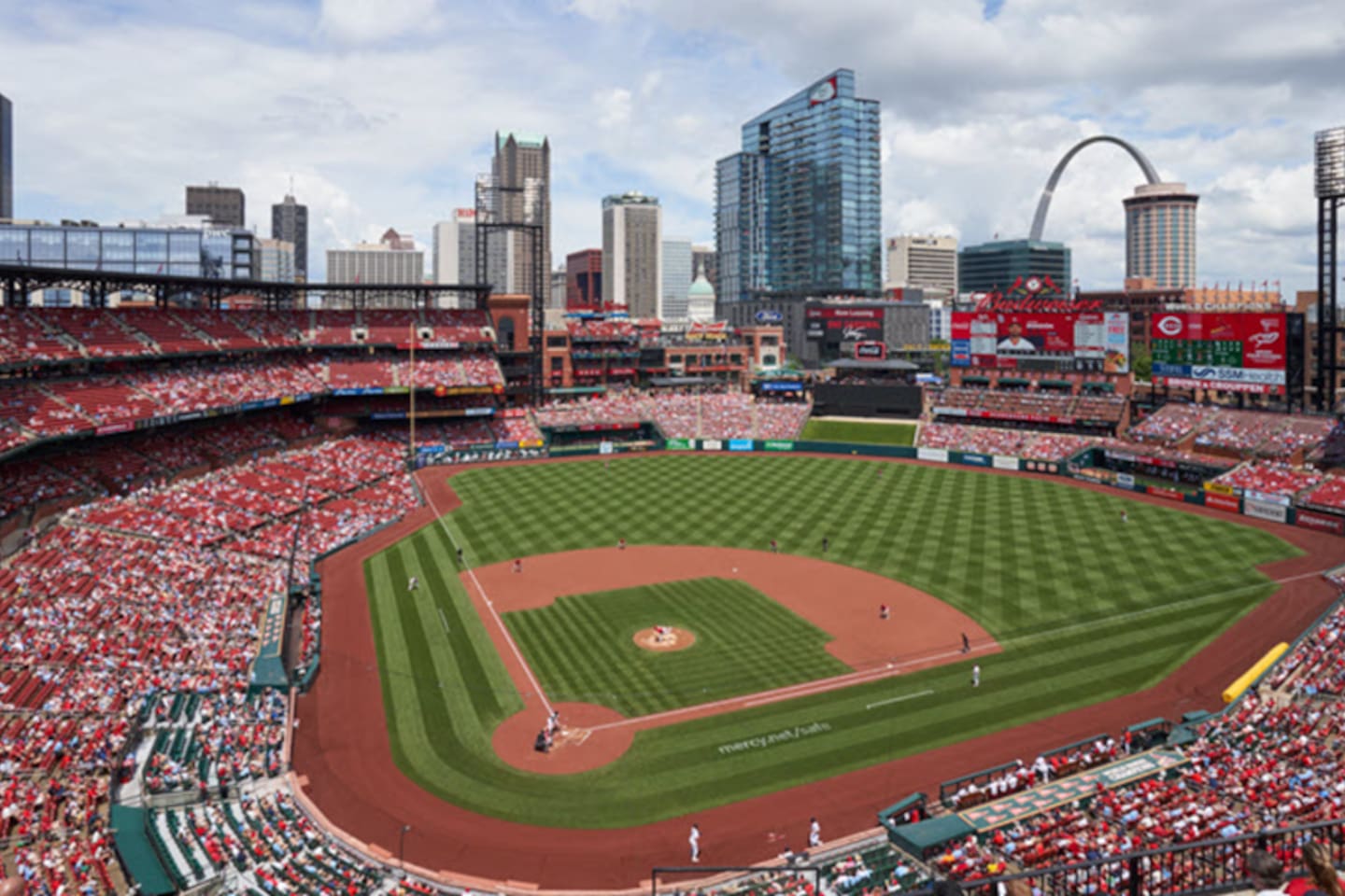 Anheuser-Busch Stadium.  Home base of the St. Louis Cardinals..15 min drive away!