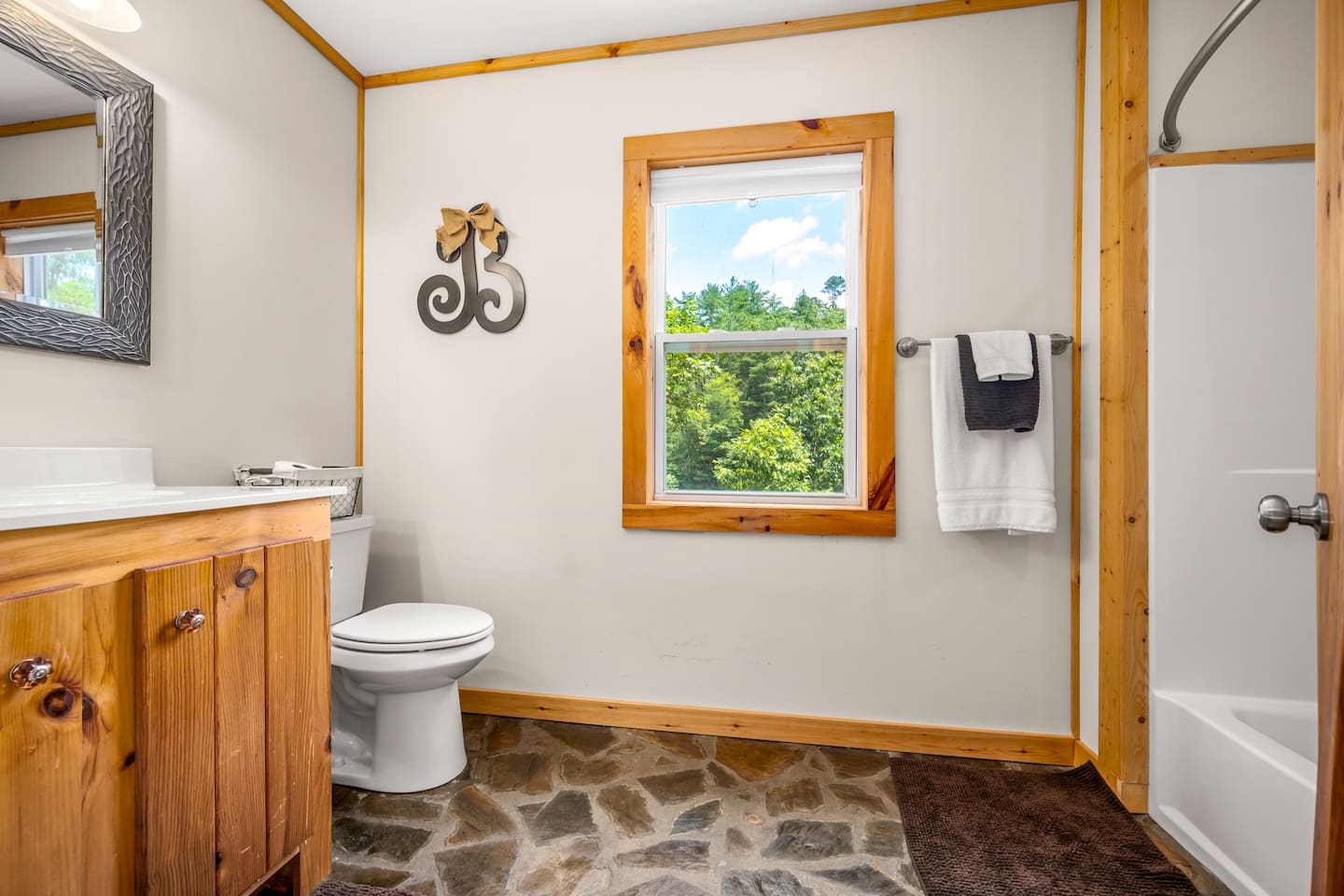 Bathroom #3 located on the upper level of the cabin full bathroom