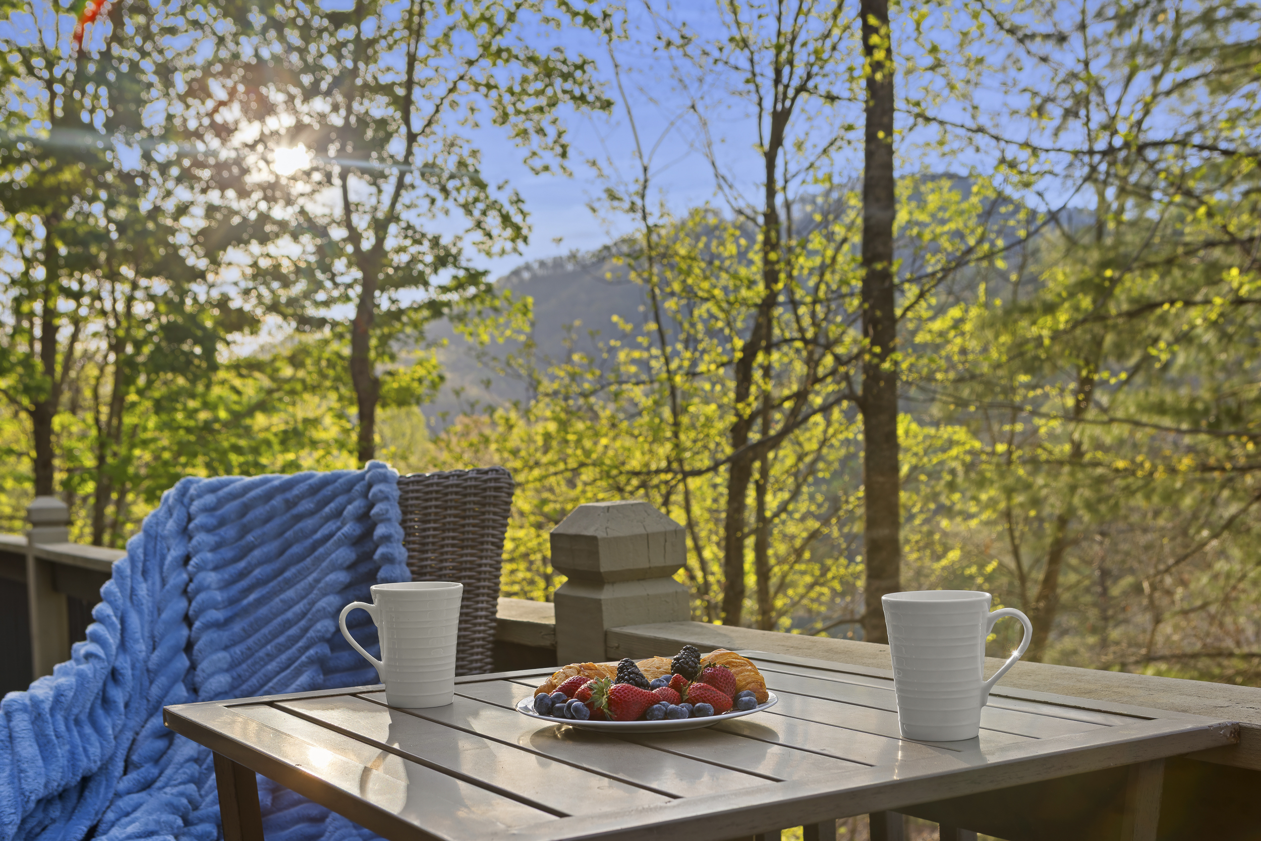 Deck: Sip morning coffee surrounded by stunning mountain views and fresh air delights!