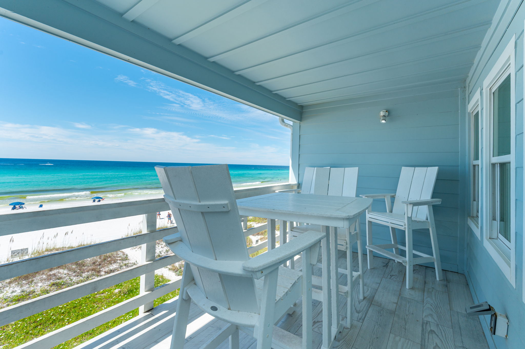 Large, covered patio off of the main living room on the second floor - great for morning coffee or a cold afternoon beverage. Come and Relax at SeaWinds 8!