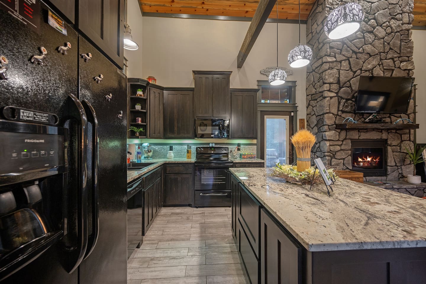 Modern kitchen designed for convenience, from prep to cleanup with dishwasher and spacious layout.