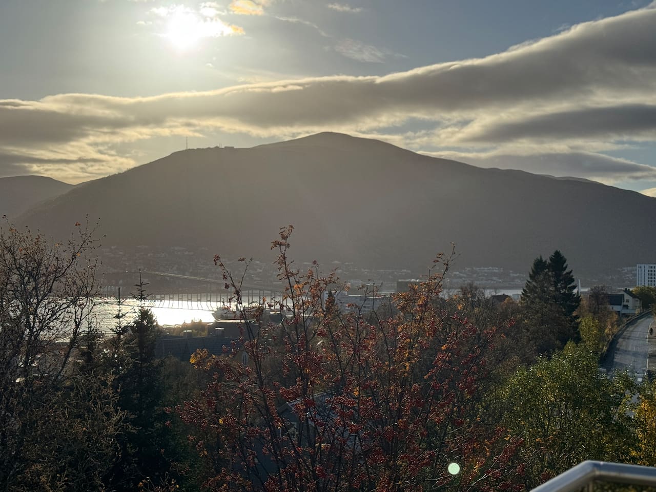 View to ishavskatedralen and tromsø bridge