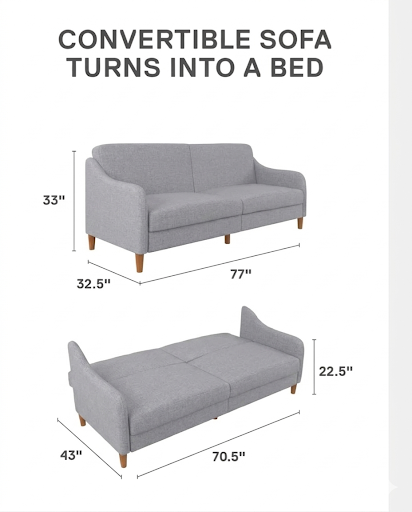 Pull-out sofa bed for your convenience.