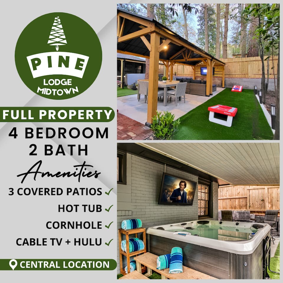 Lux Private Oasis | 4 Bed/2 Bath | Hot Tub | 3 Patios | Beltline / Piedmont Park - Atlanta, GA