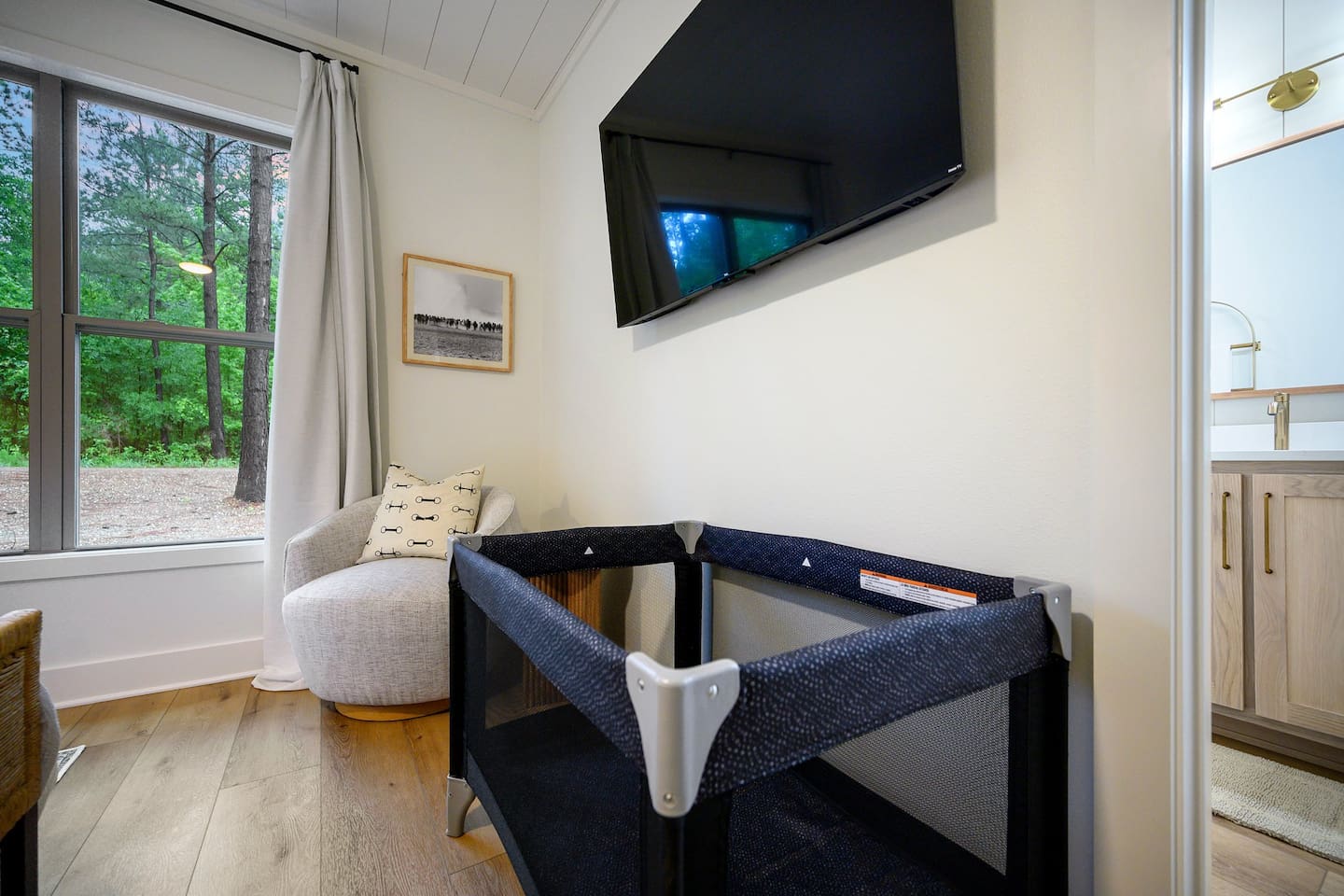 Bringing baby? No need to pack the whole house—we provide a Pack and Play so everyone sleeps soundly.