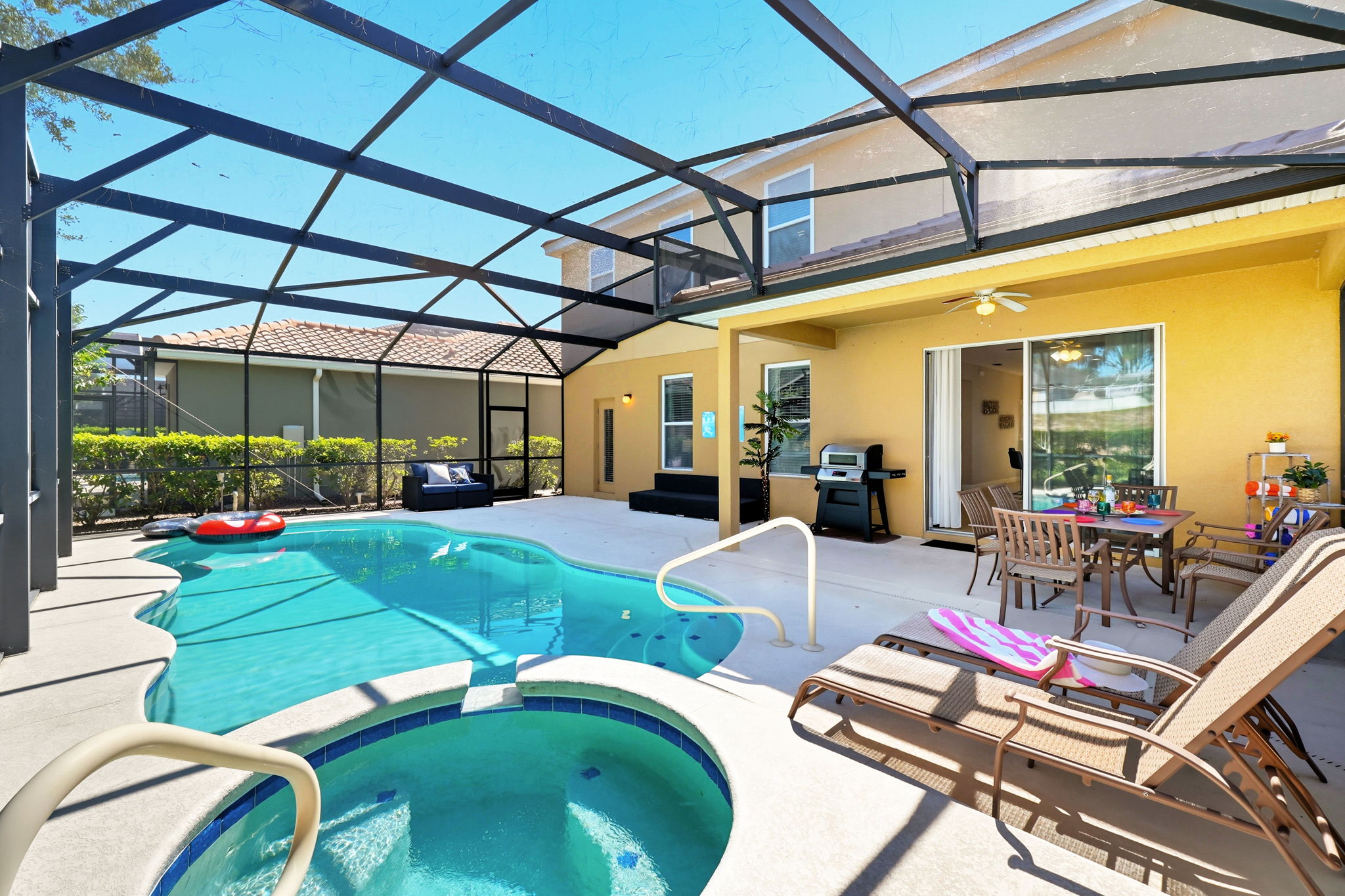 Spa and pool. The perfect spot to unwind after a day at the parks.