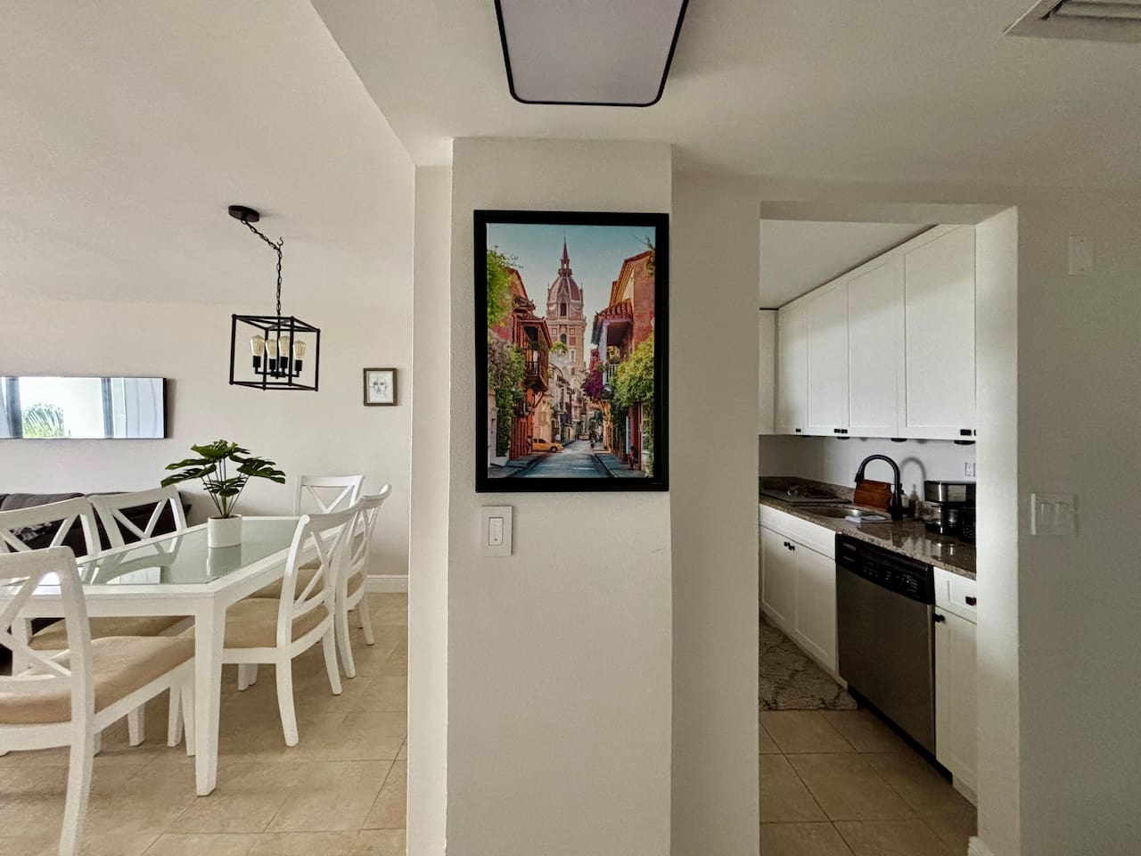 The kitchen is right next to the dining room.