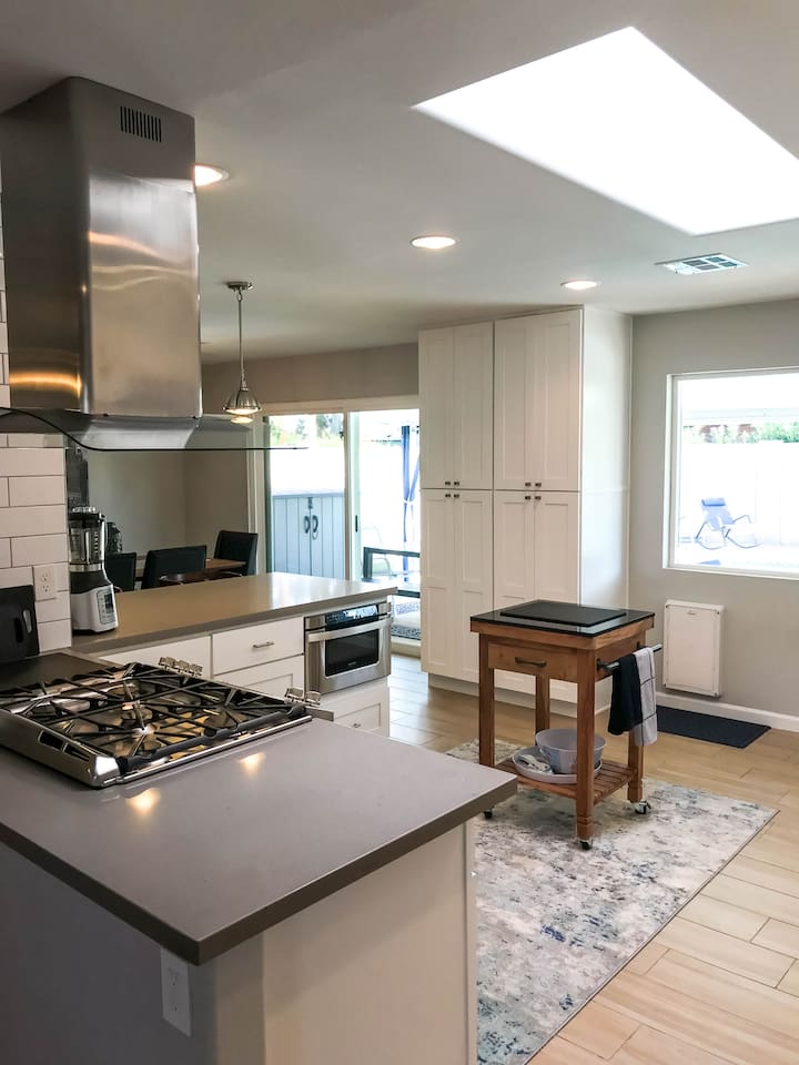 Gas oven and stove; under counter microwave drawer