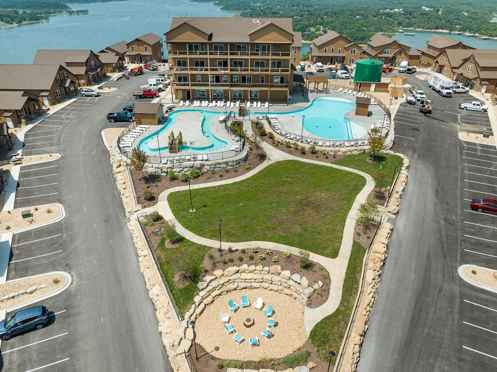 Outdoor lazy river, community pool, and firepit!