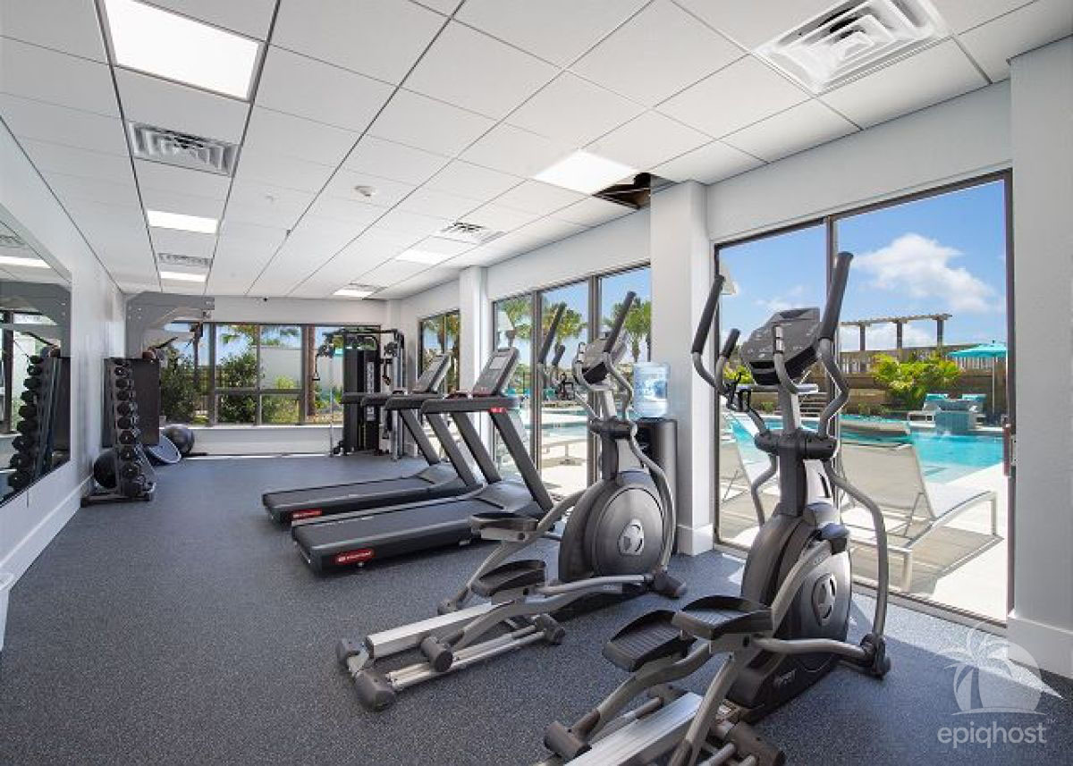 Beachside 1 fitness center with cardio equipment and gulf views