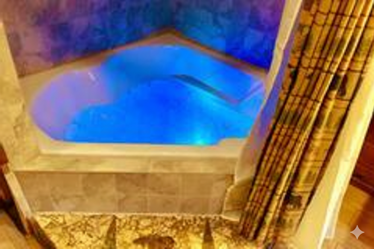 Indoor Jetted Hot Tub w/ color changing lights!