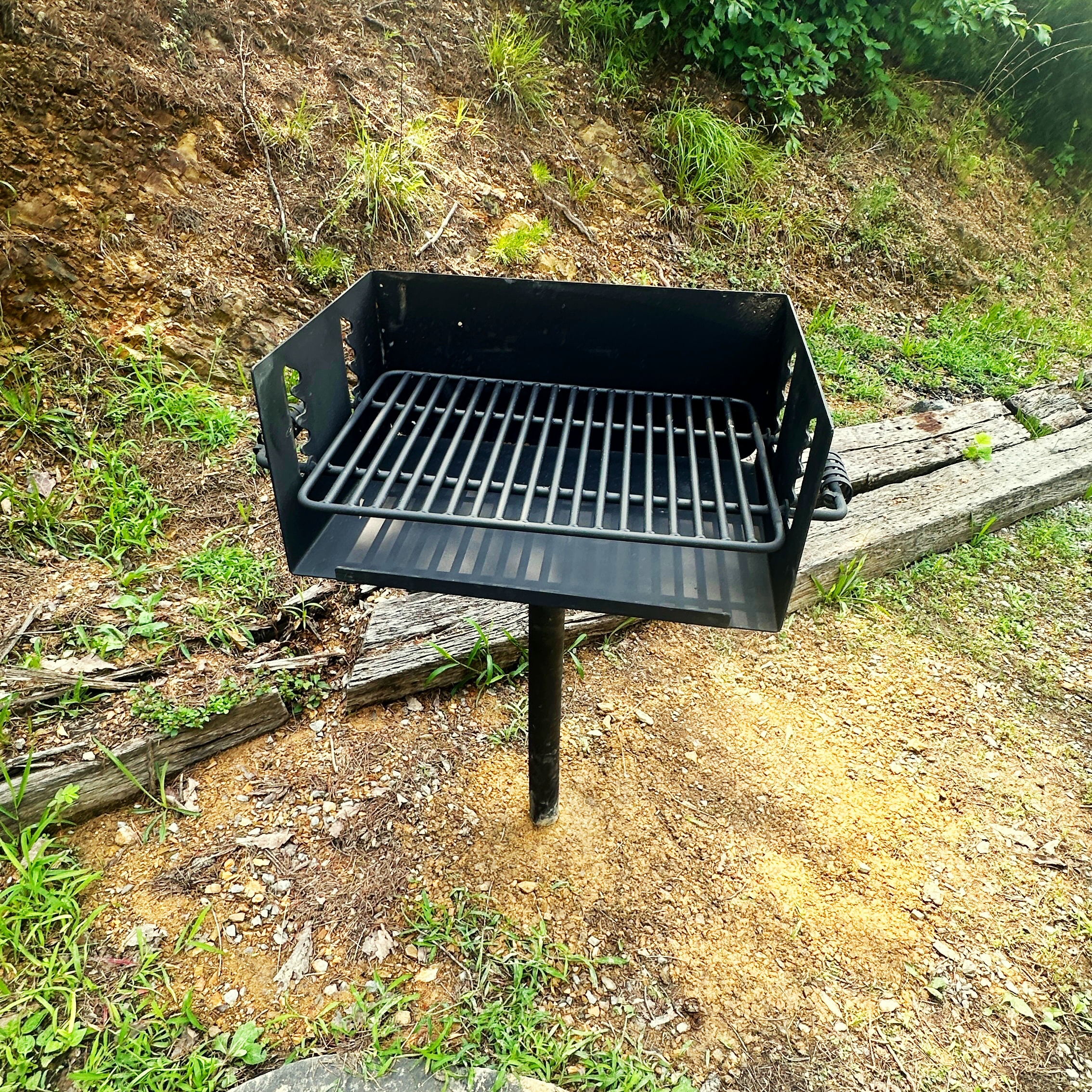 Park Grill for charcoal briquettes (not provided).