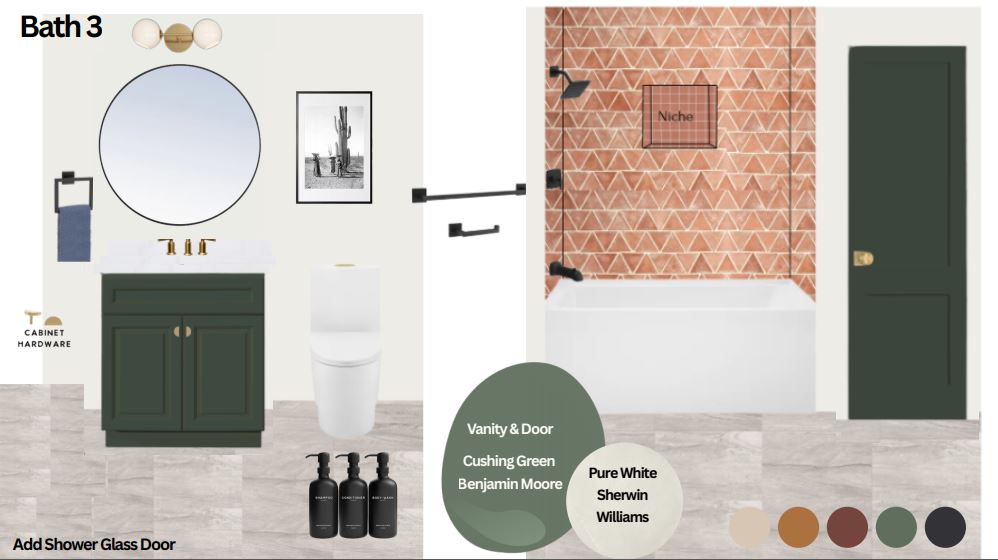 Full bathroom with modern finishes, located between Bedrooms 5 and 6.