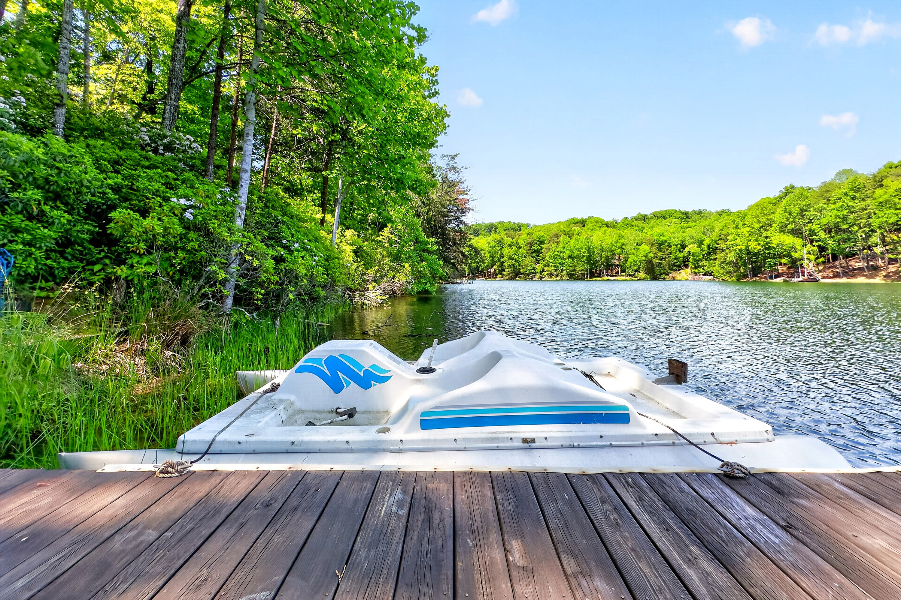 Take the pedal boat out for a spin on the lake
