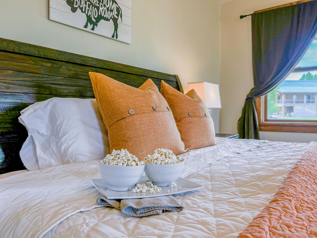 Cozy in to watch a movie after all of the activity of the day.