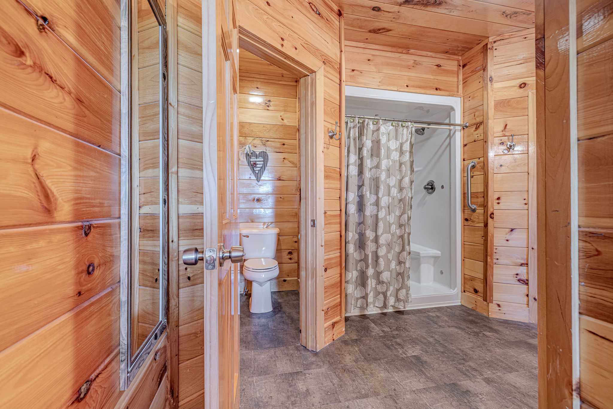 Primary bedroom features a full size shower