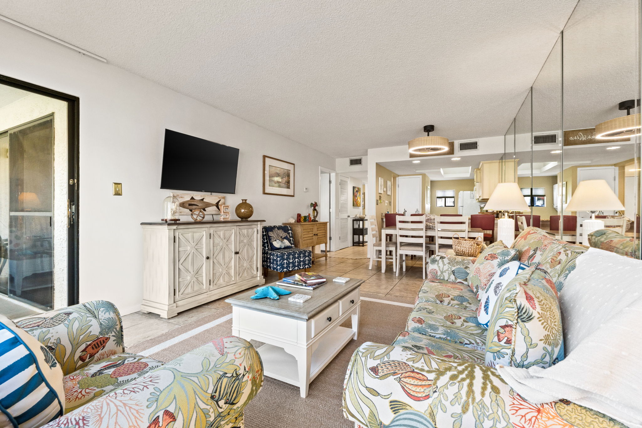 Living Room with Queen Sleeper Sofa and Queen Murphy Bed