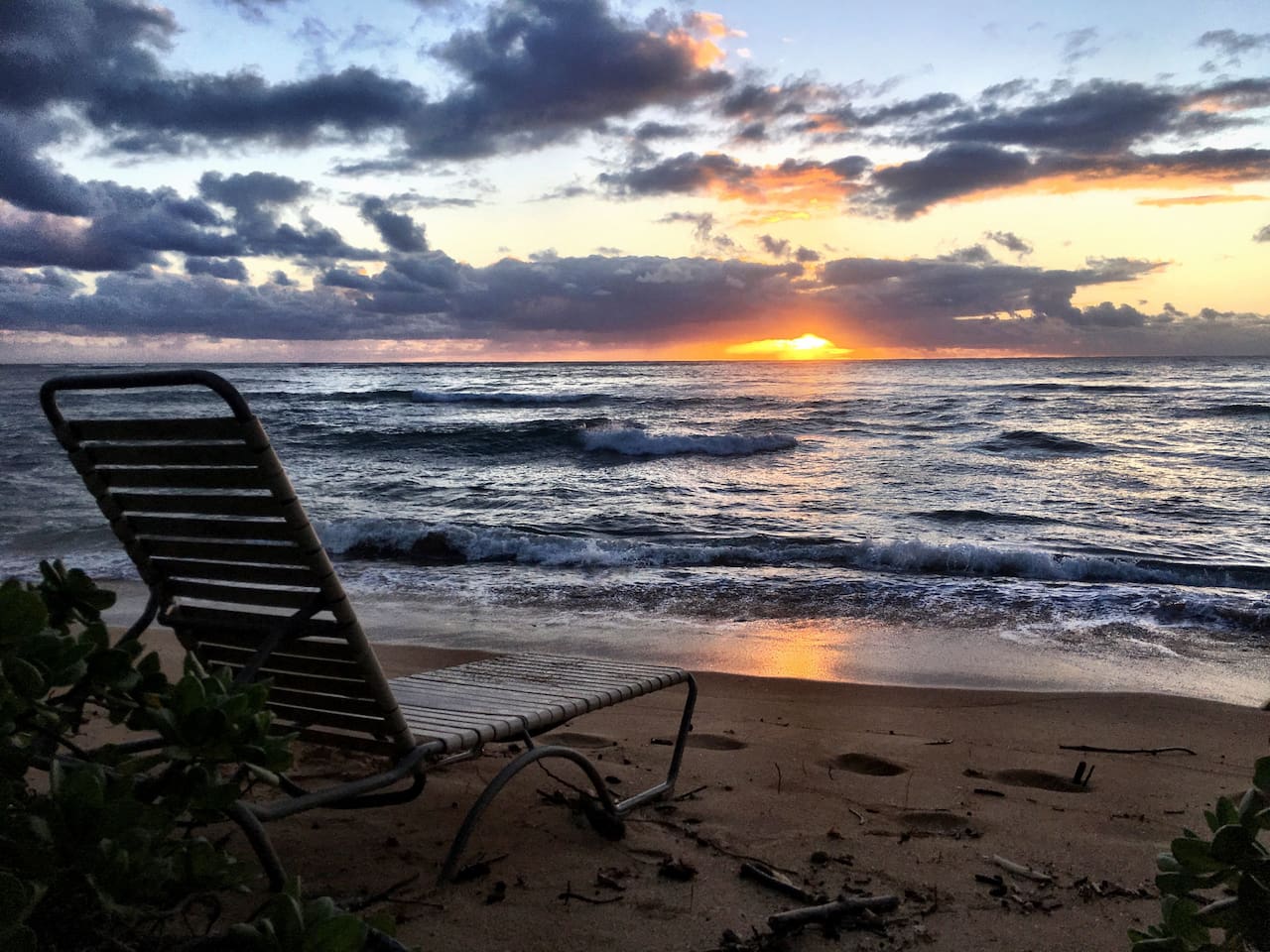 Sunrise from the beach in front of the condo.
