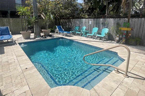 Poolside at Just Beachy Campeche… because every great beach vacation deserves a private pool!