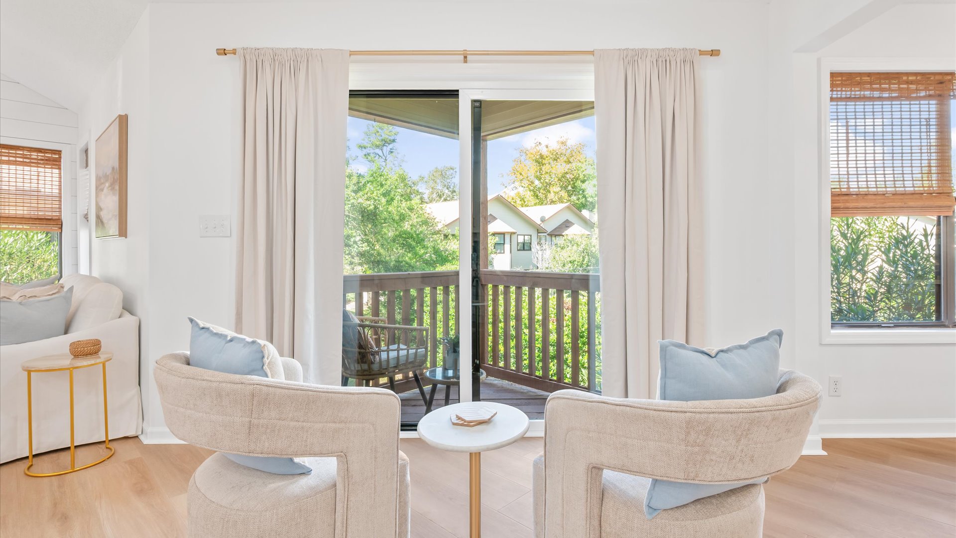 Conversation set overlooking balcony