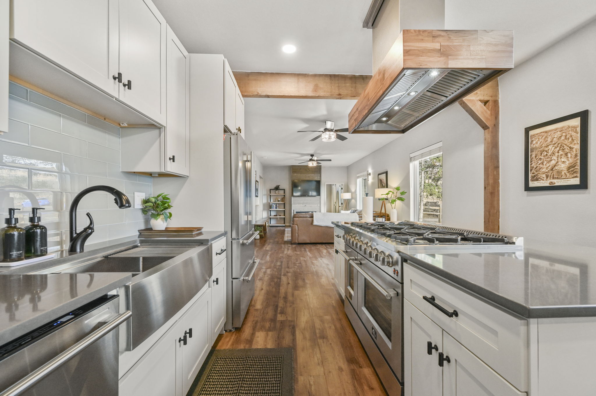 The living room is open to the kitchen, allowing everyone to gather together