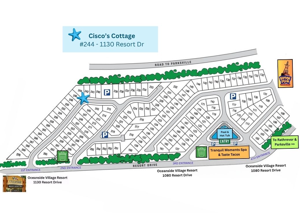 Resort map to locate your cottage easily