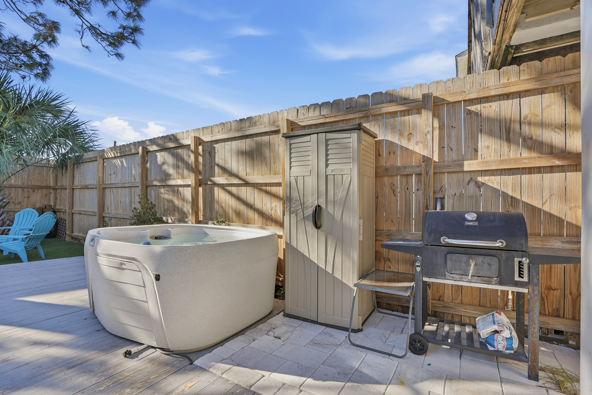 Back Yard with Private Hot Tub and Seating Area