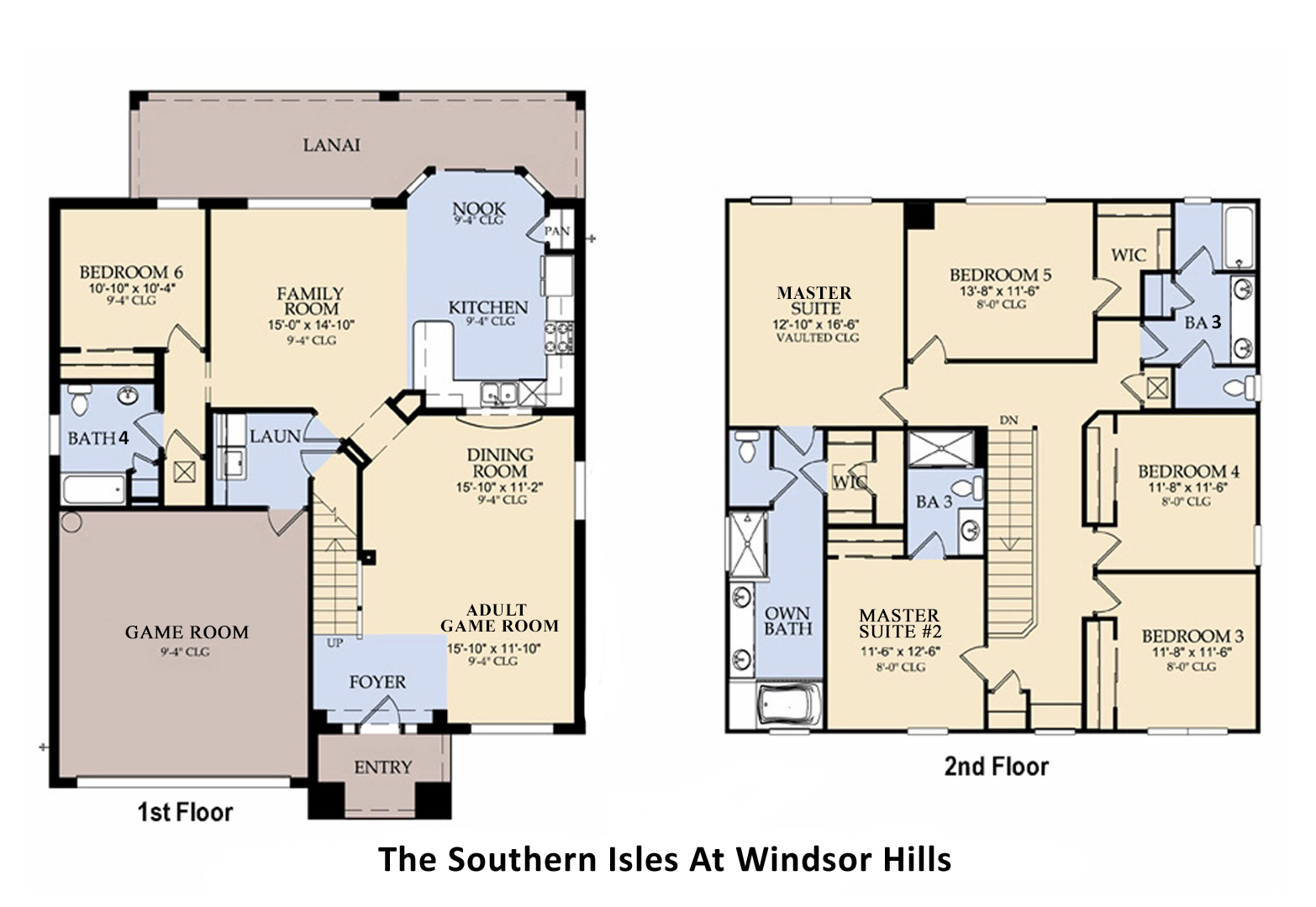 Floor Plan - The Southern Isles (The following bedrooms and bathrooms are labeled per this plan.)