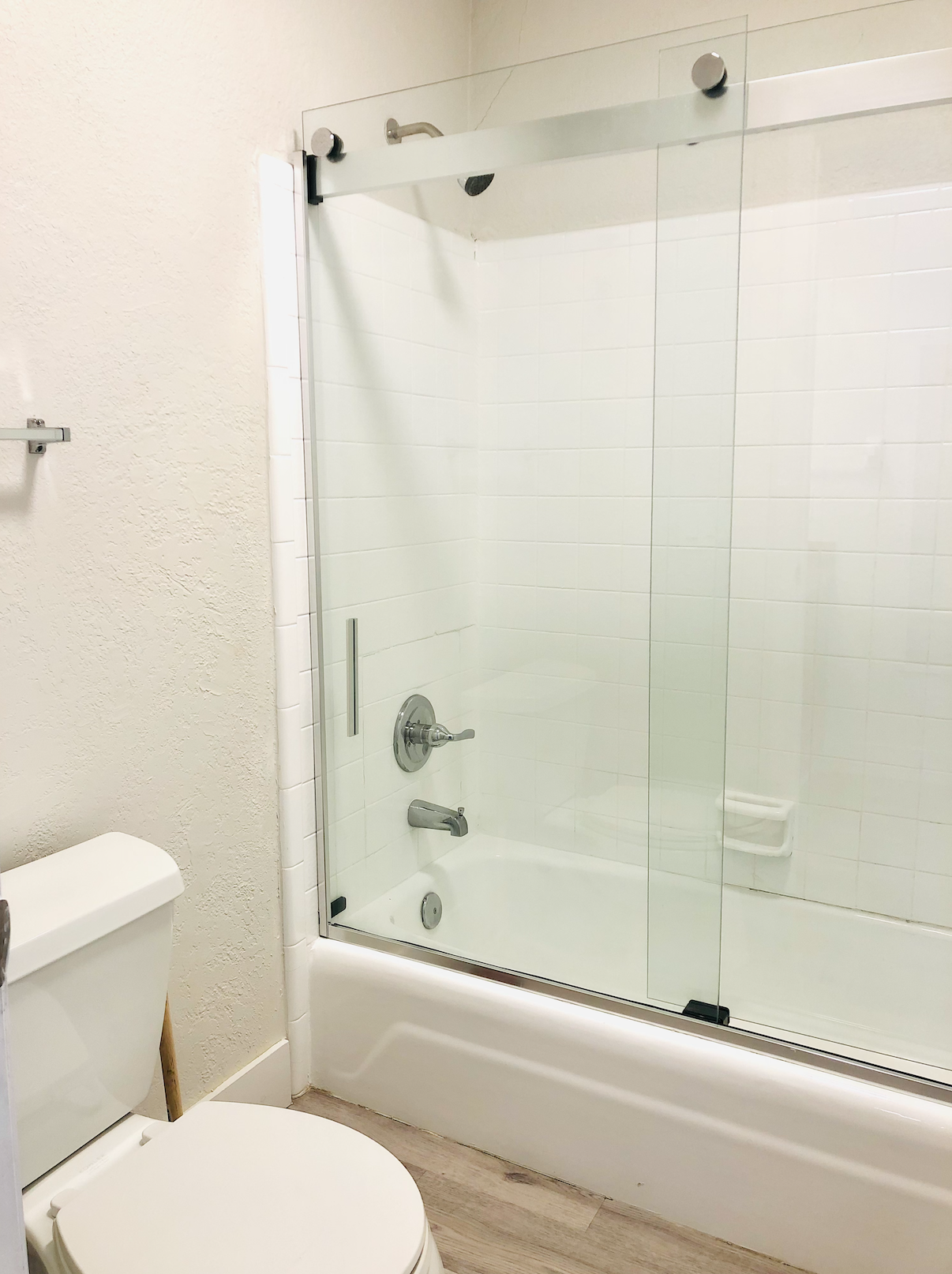 Bathroom with tub/shower combo.