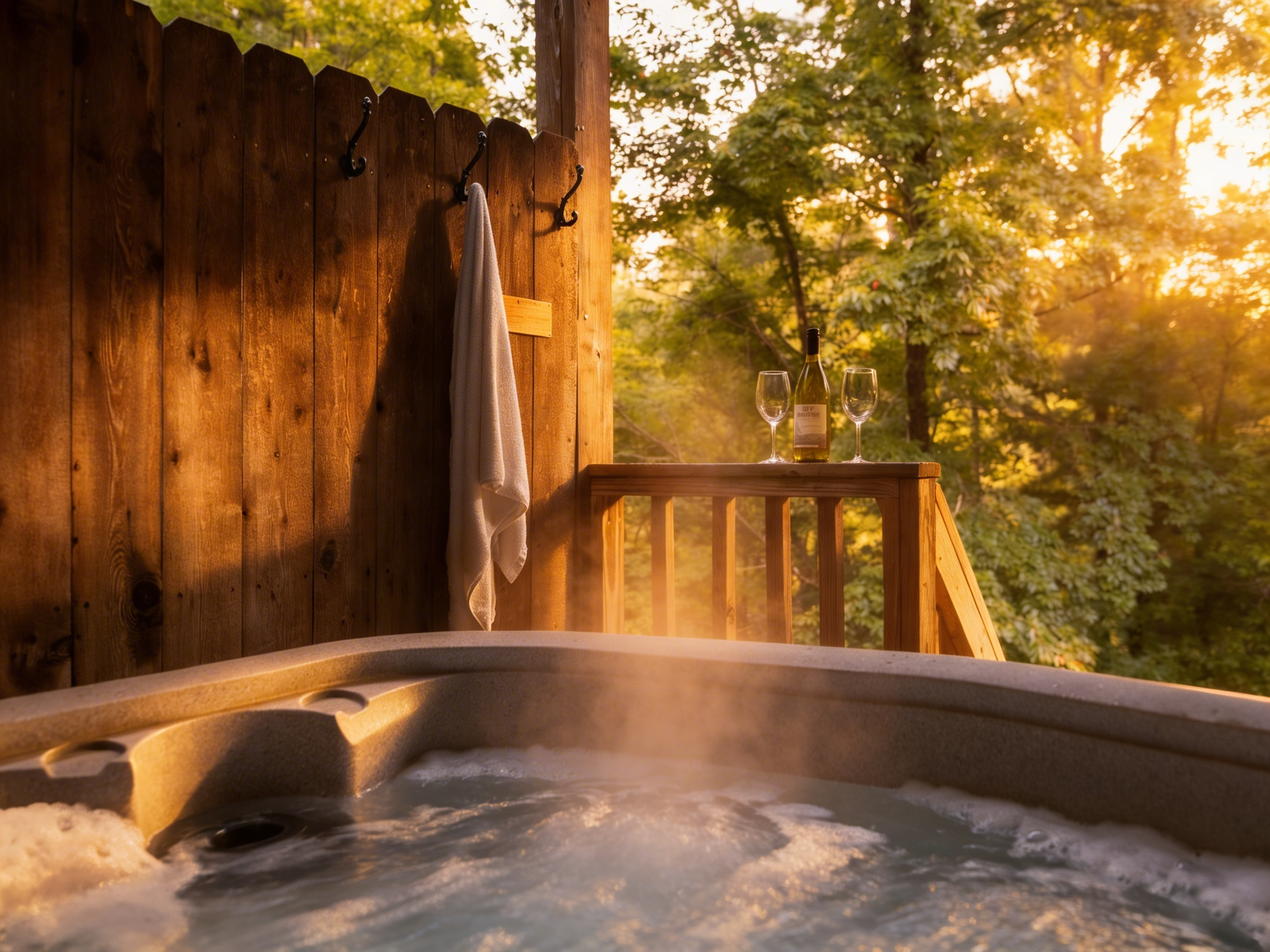 Relax in the hot tub as the sun sets