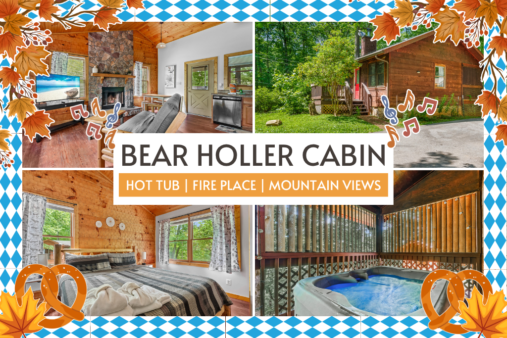 Escape to Bear Holler, a romantic log cabin with all the cozy comforts—hot tub, fire pit, and forest serenity.