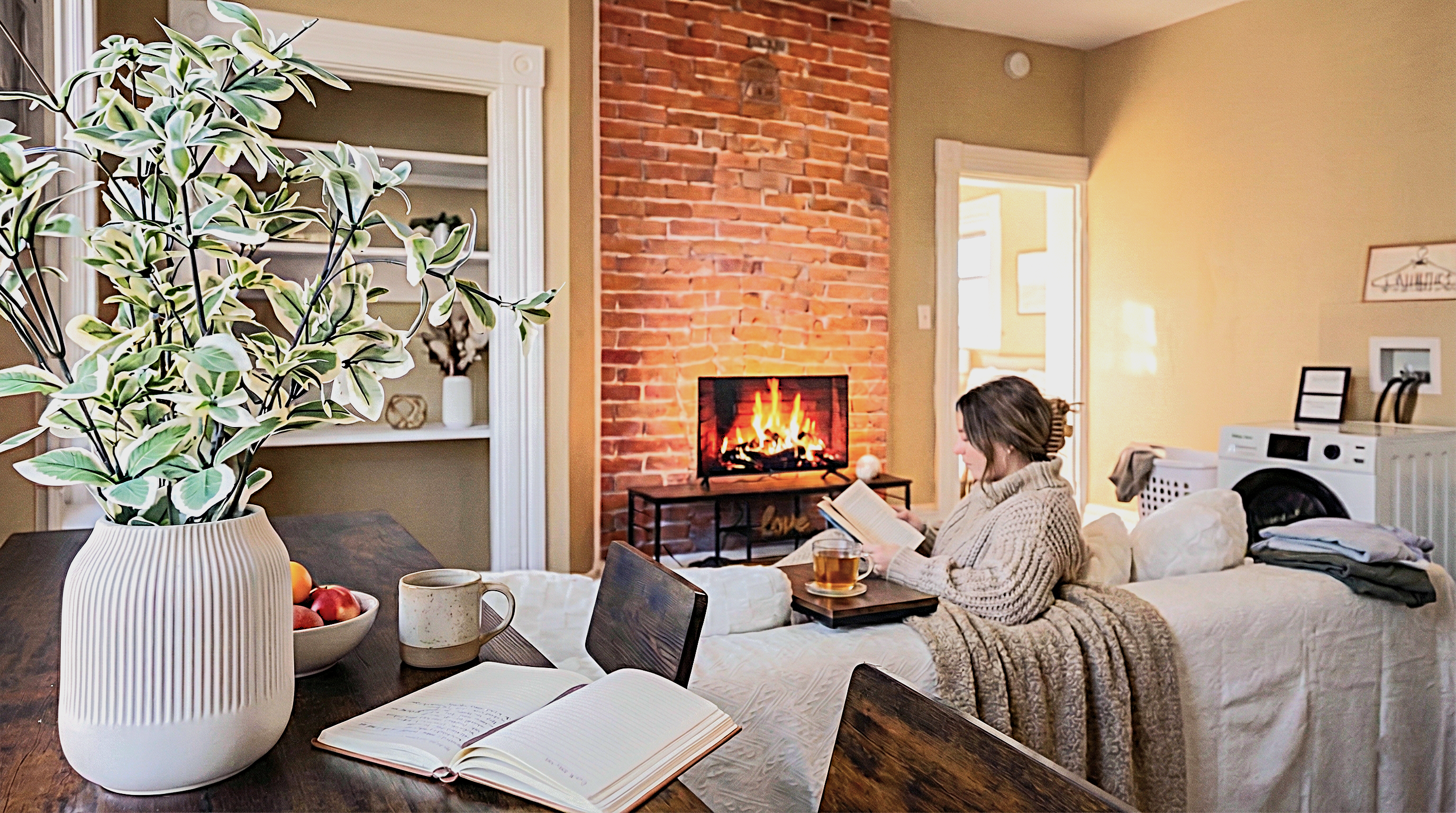 Cozy up on the couch and relax with a book or your favorite show.