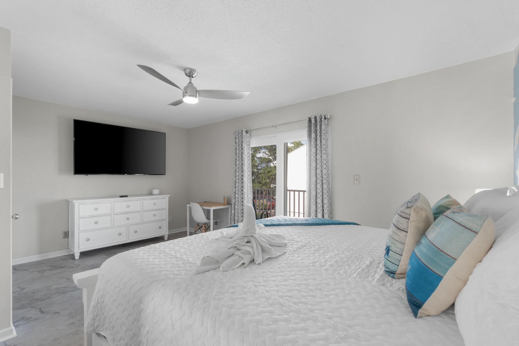 Master bedroom with King bed and Wi-Fi enabled TVs
