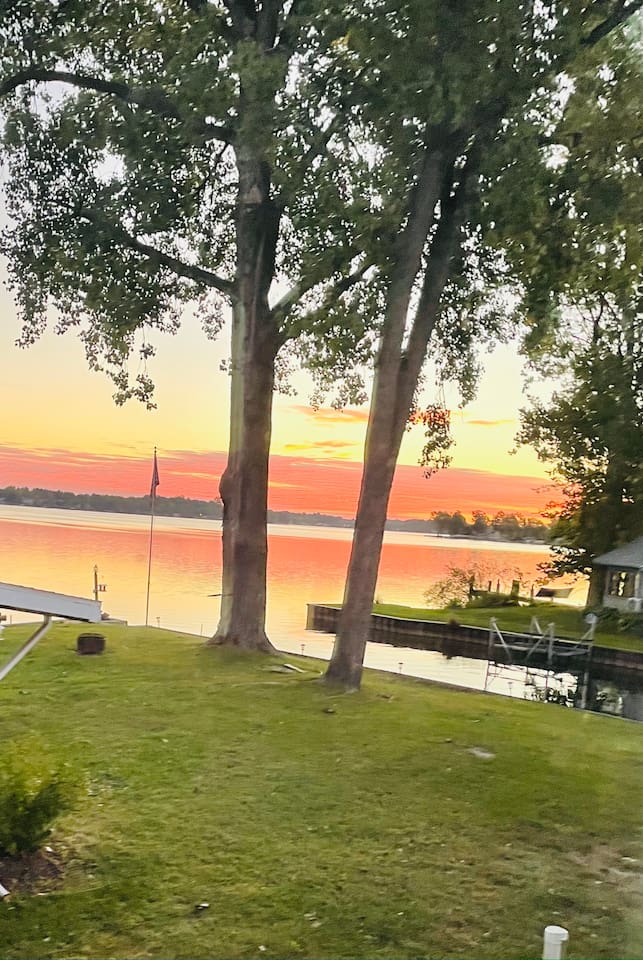Spectacular Paw Paw Lake sunset viewed from the property.