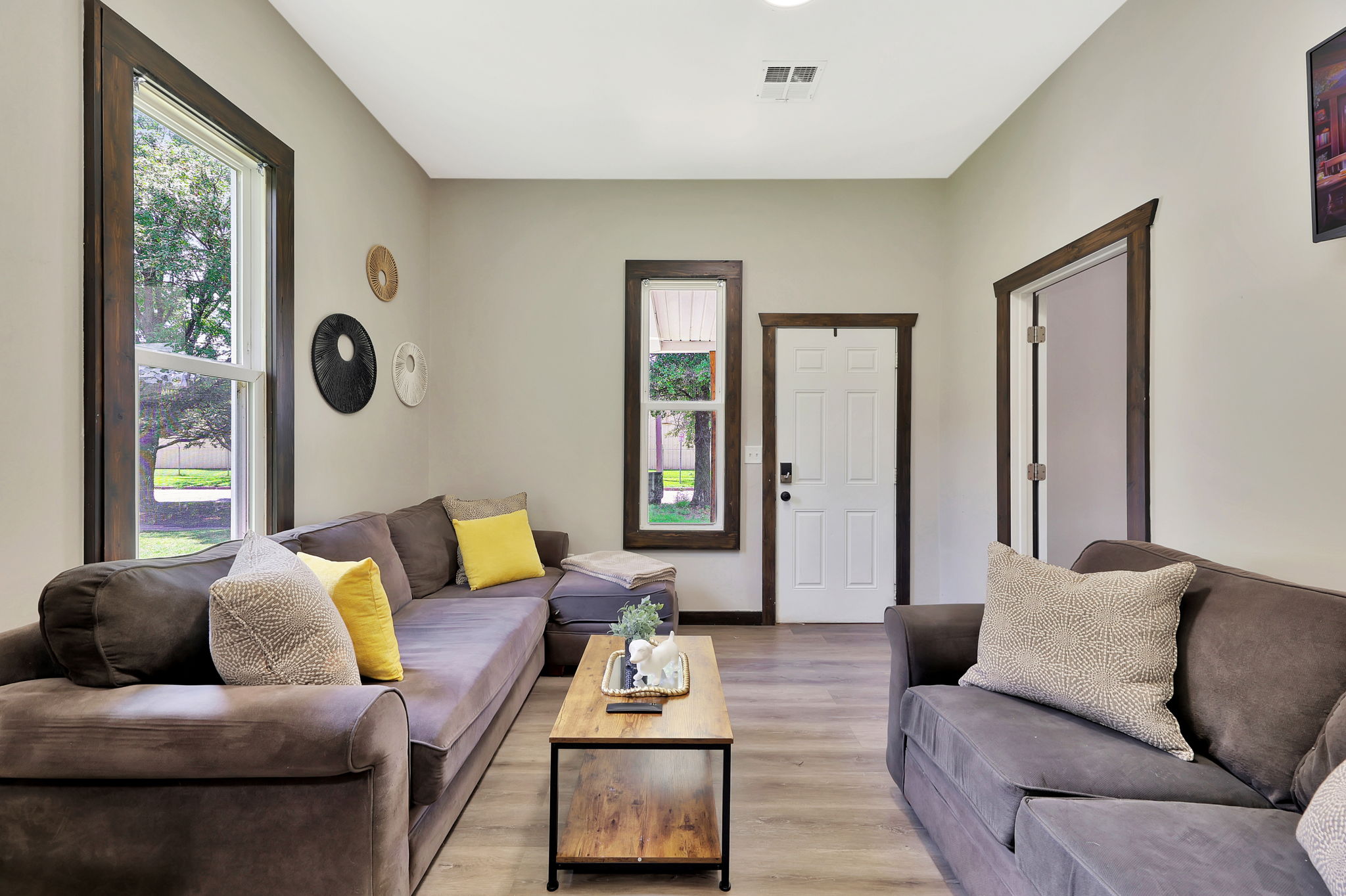 New Couch in living room for plenty of seating.
