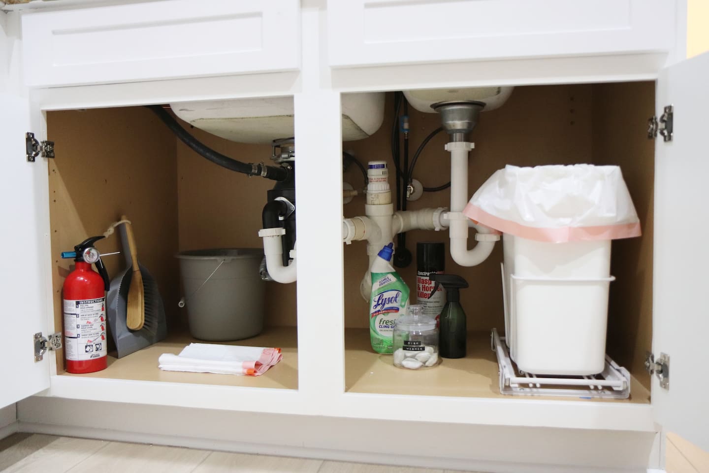 Several garbage bags and dishwasher pods are provided, amounts vary depending on length of stay