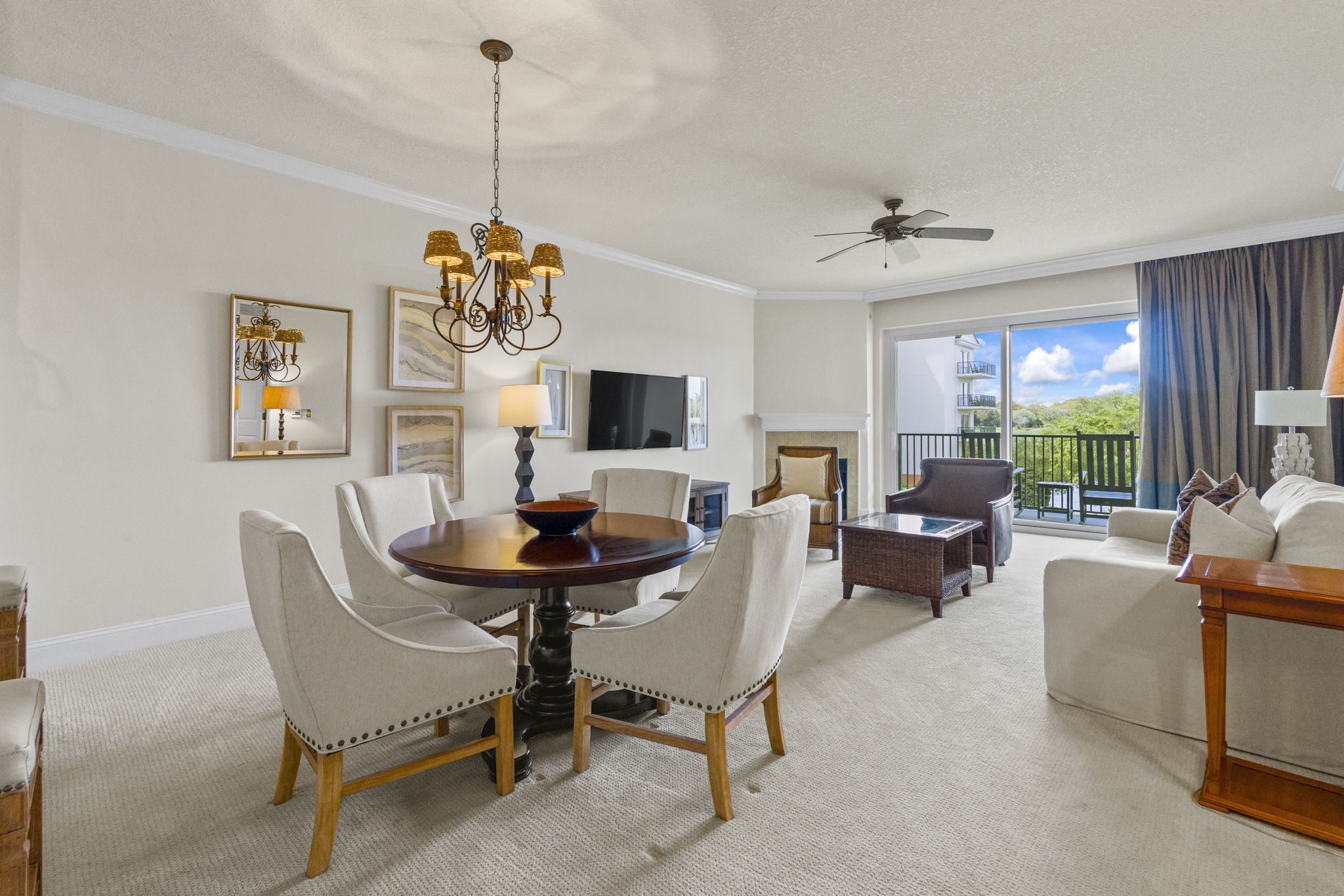 Spacious Living room with plenty of room to relax and balcony overlooking the Intracoastal Waterway