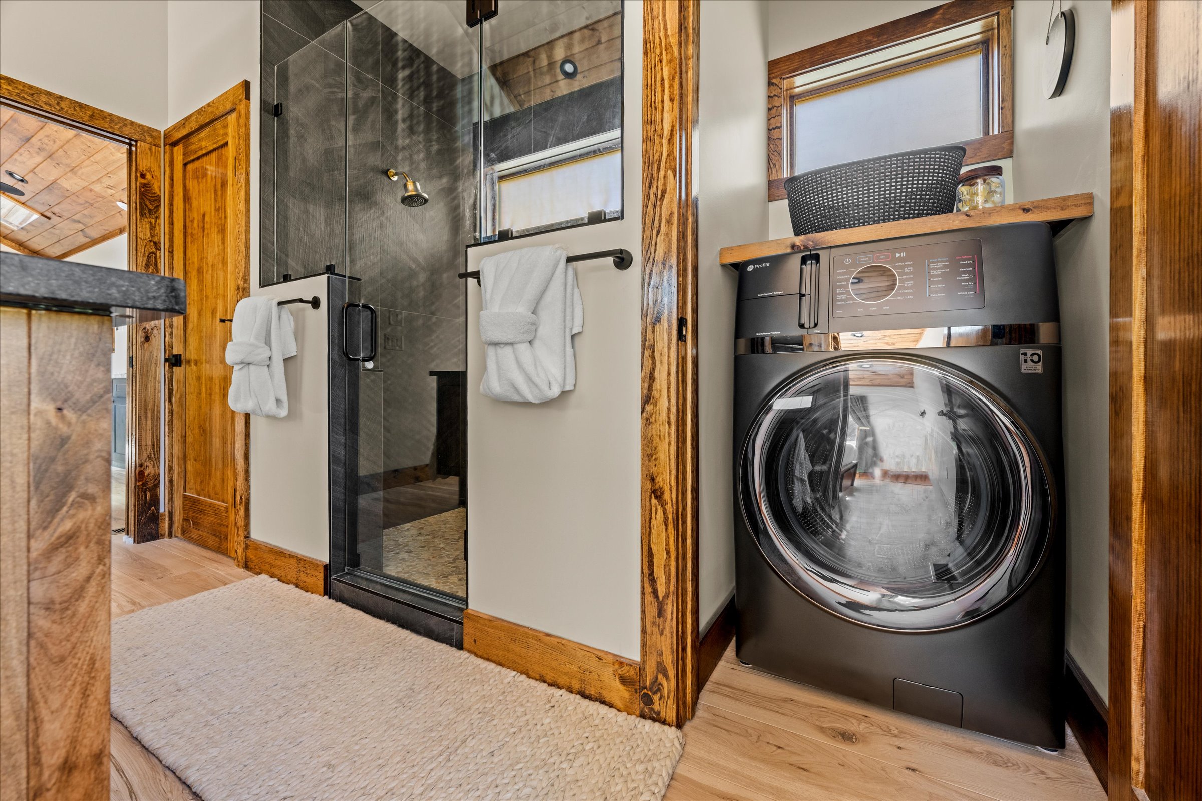 All in one washer dryer unit for on-site laundry