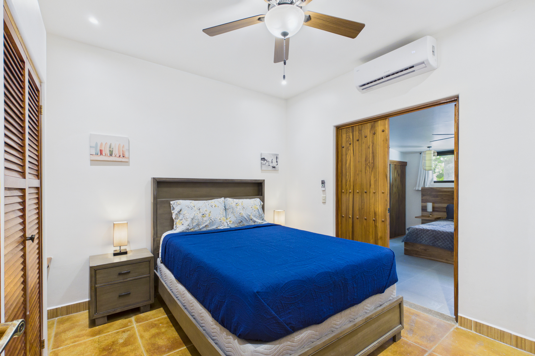 Bedroom 2 queen size bed.  This bedroom is completely private with it's own entrance off den.  It also has double doors leading to bedroom 3 that can be locked for privacy.  There is a separate private entrance to bedroom 3 from the outdoor covered rancho.
