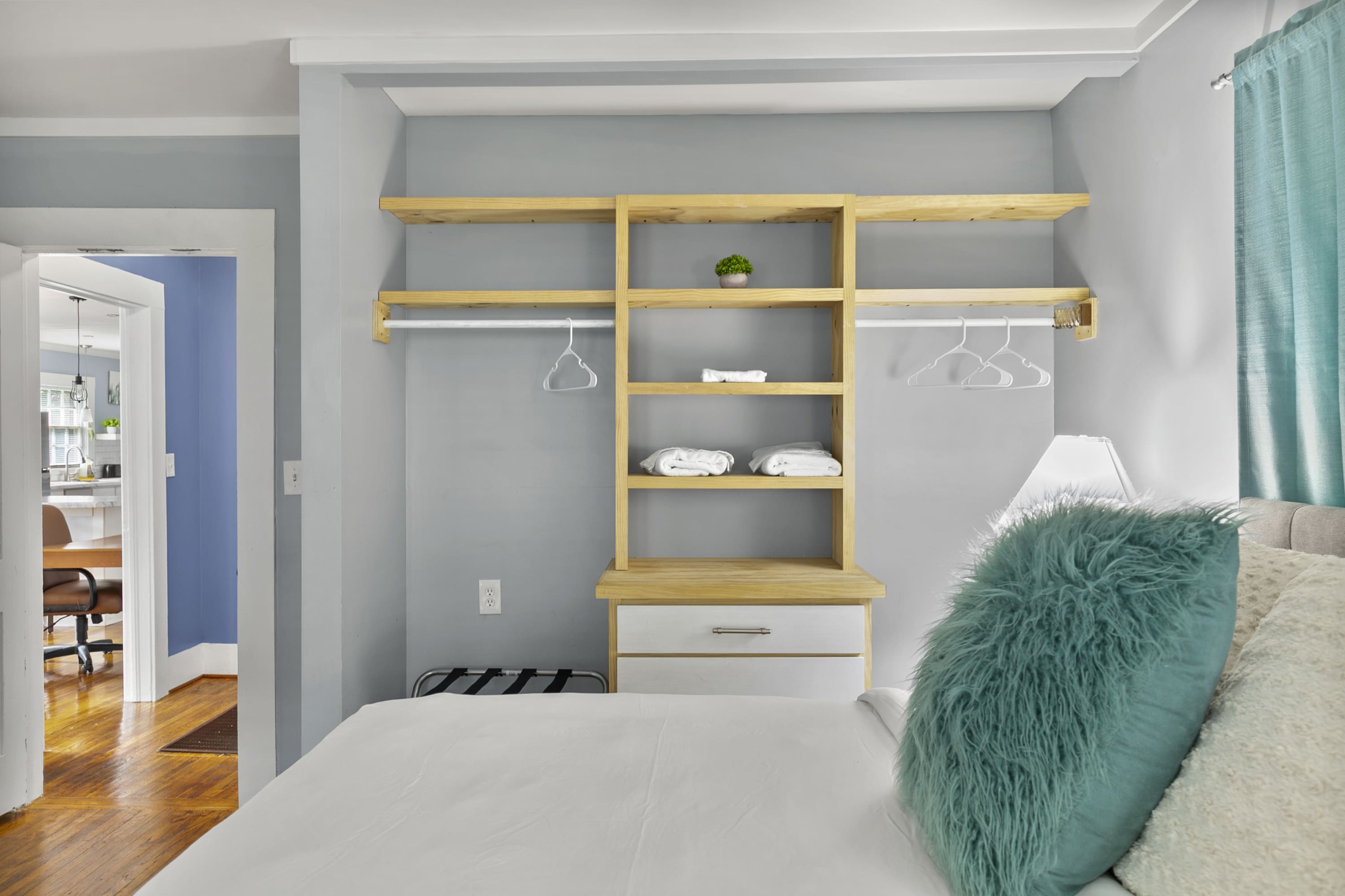 Unpack with ease and unwind in a king bedroom designed for comfort, space, and longer stays