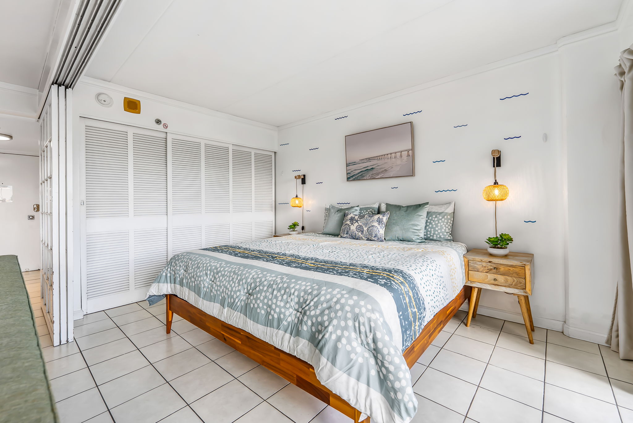 NIcely updated and furnished bedroom space with King size bed and closet space