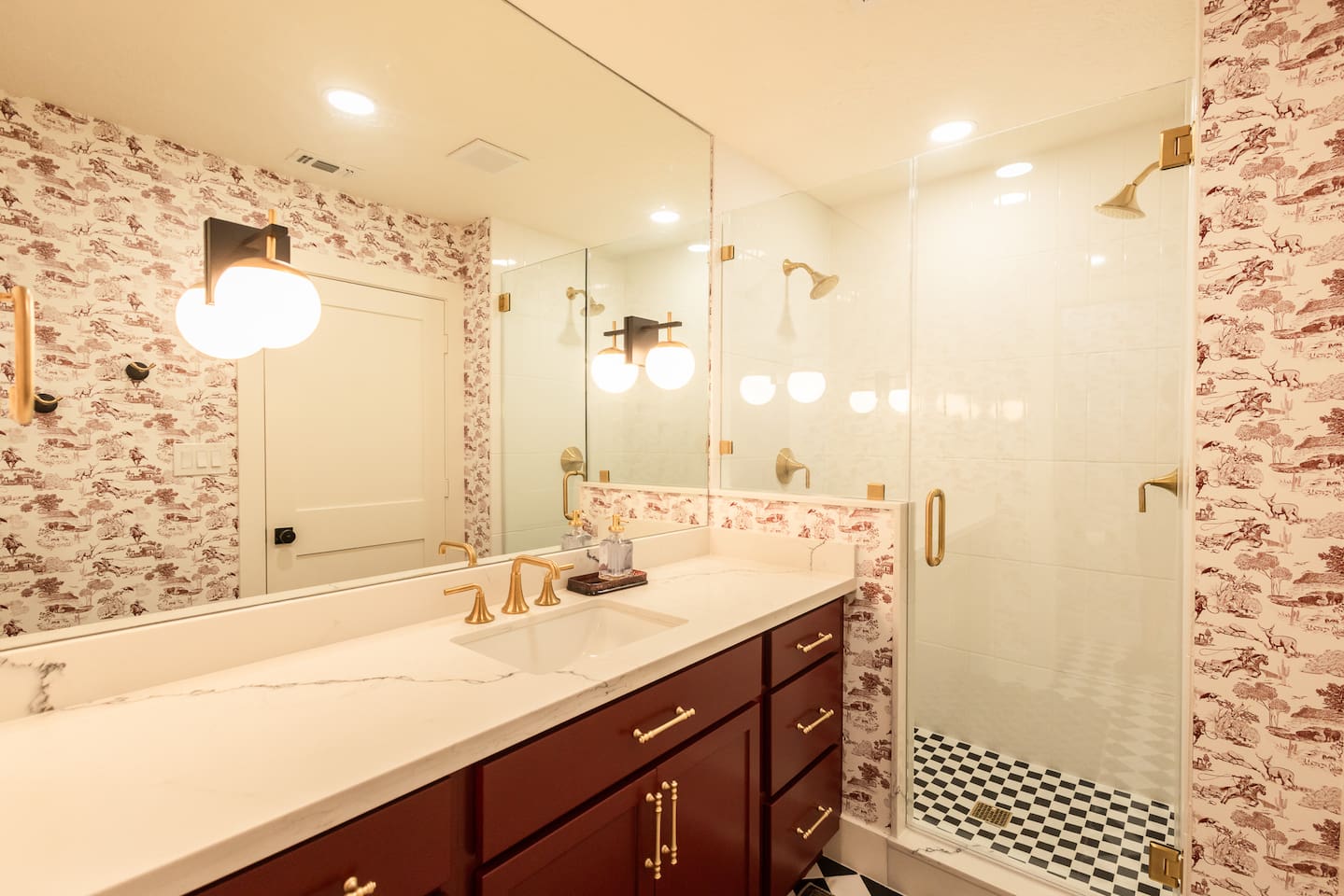 Master bedroom bath - you'll love the wallpaper