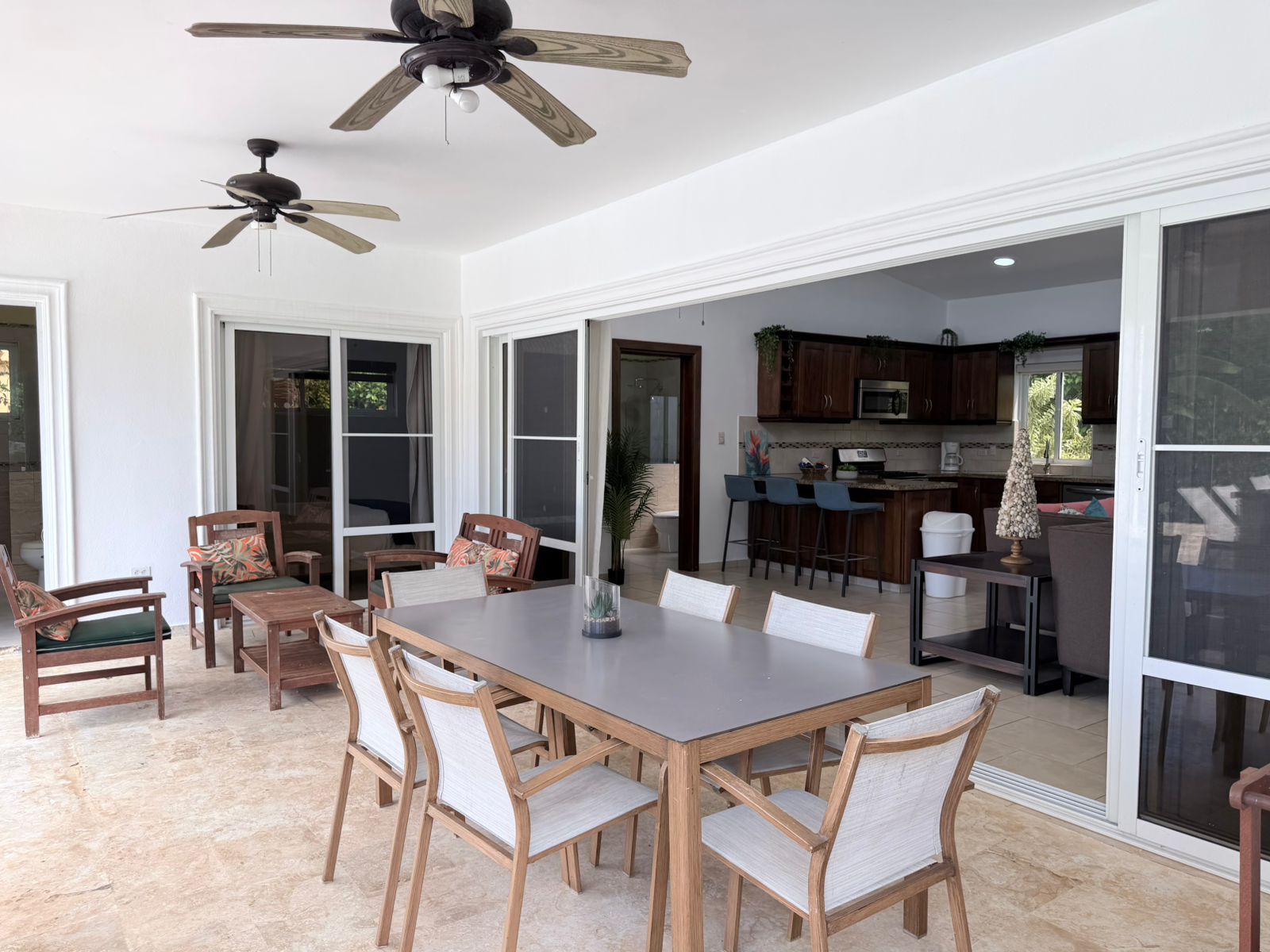 Exterior seating by pool