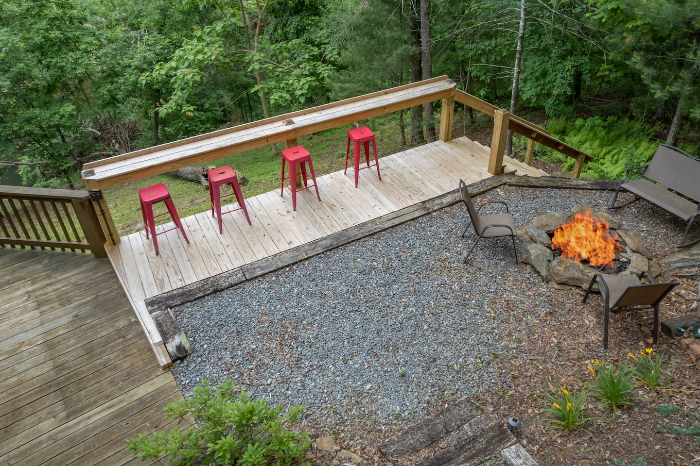 Outside firepit area overlooking the river
