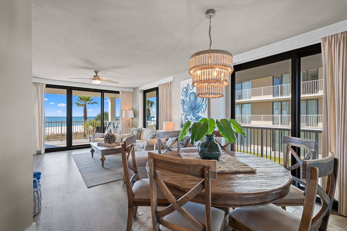 Living Room and Dining Room. Table that seats 6 people.